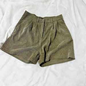 Olive Green Corduroy High Waisted Shorts